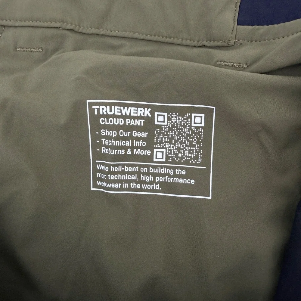 Truewerk Cloud Pant Mens 2XL Olive Green Lightweight Stretch Technical Workwear